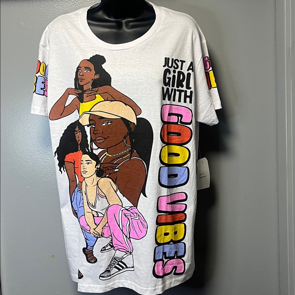 Just A Girl With Good Vibes Tee Womens